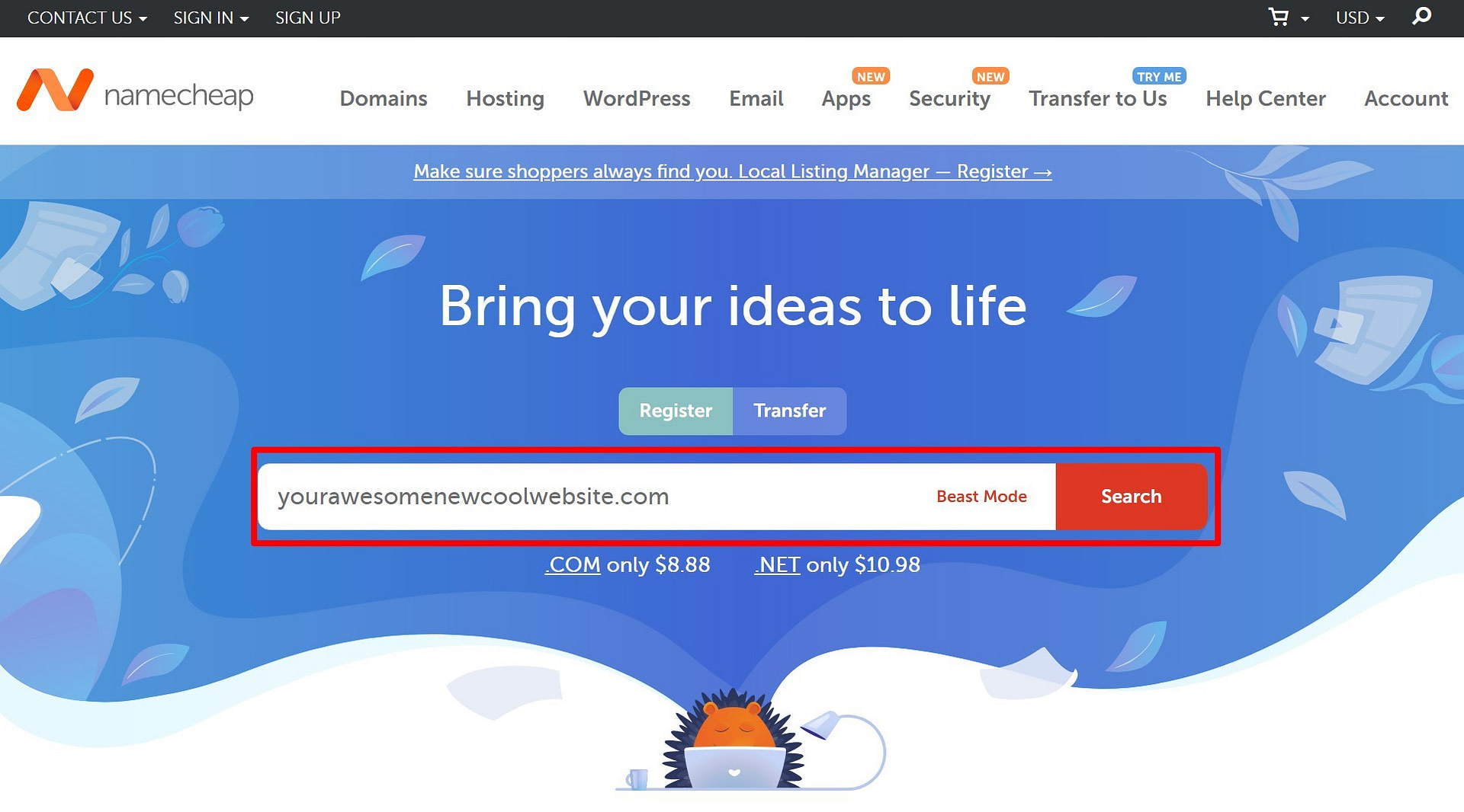 How to buy a domain using the Namecheap domain search