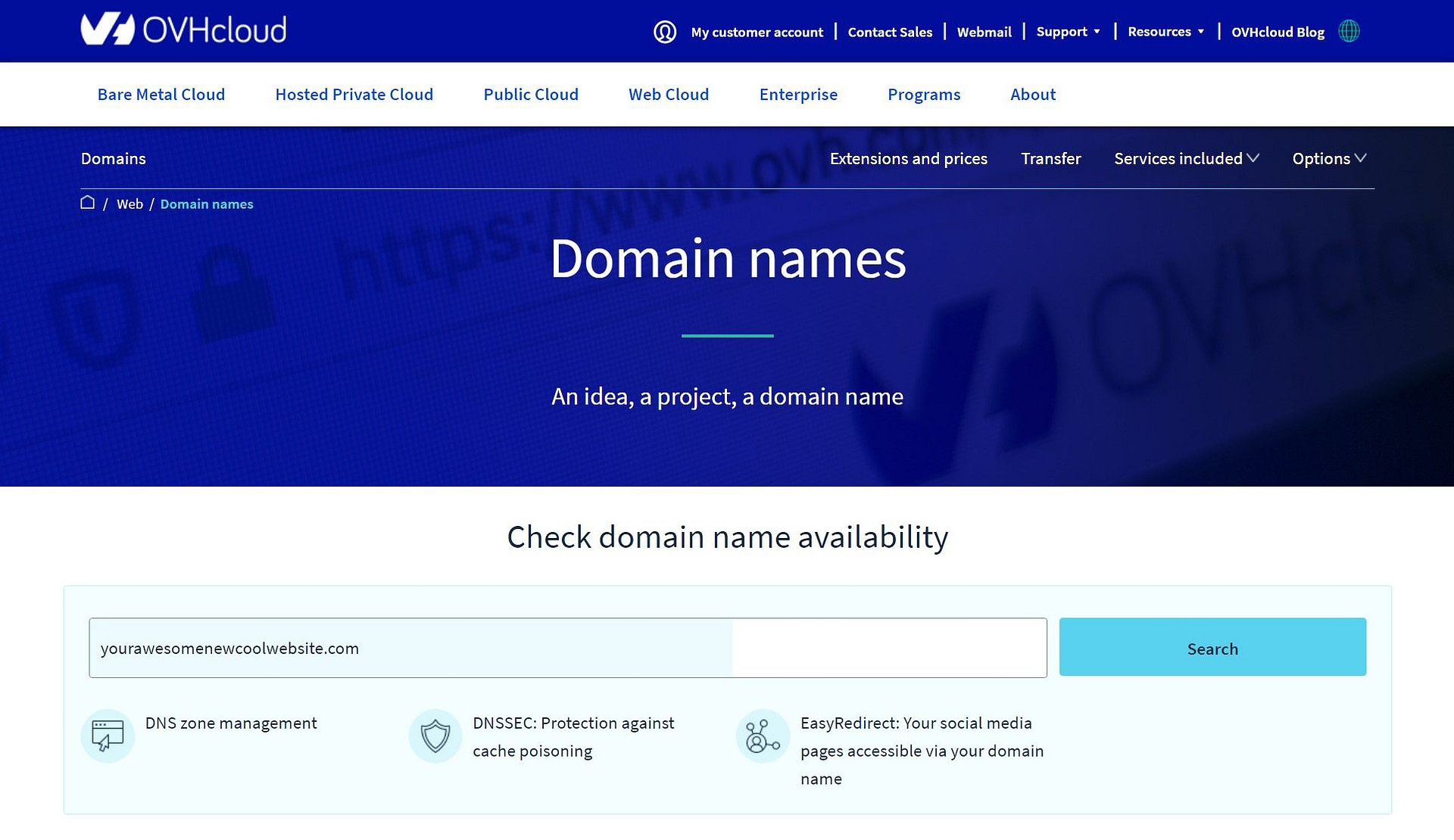How to buy a domain name at OVH
