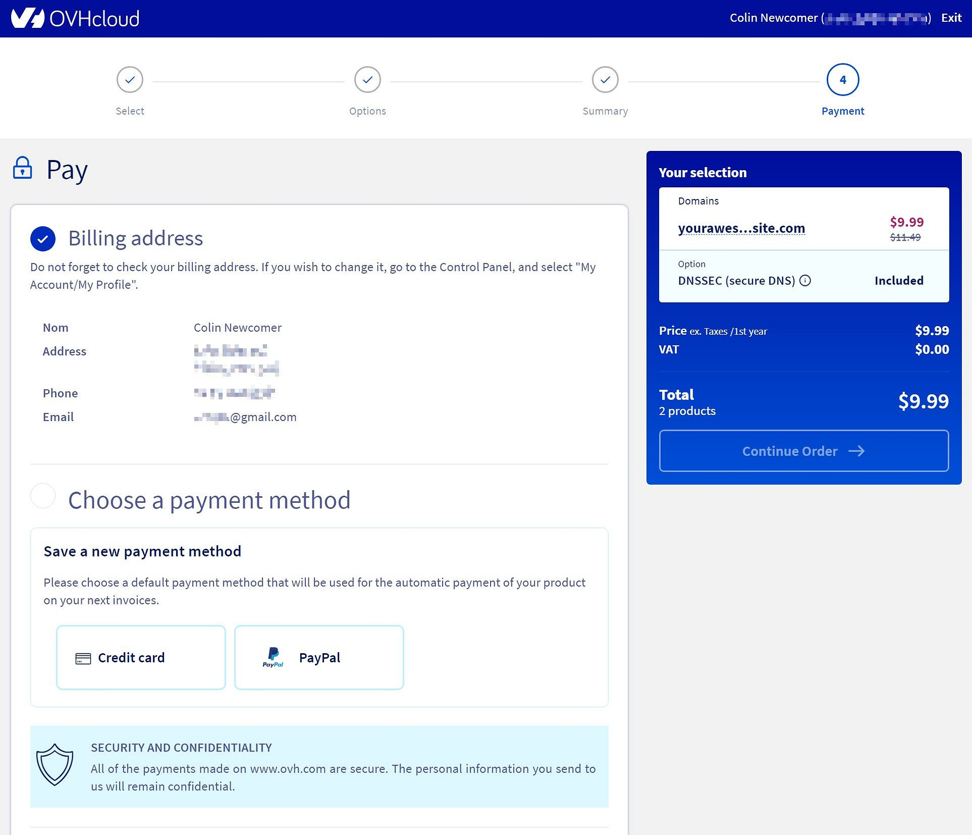 Enter payment details