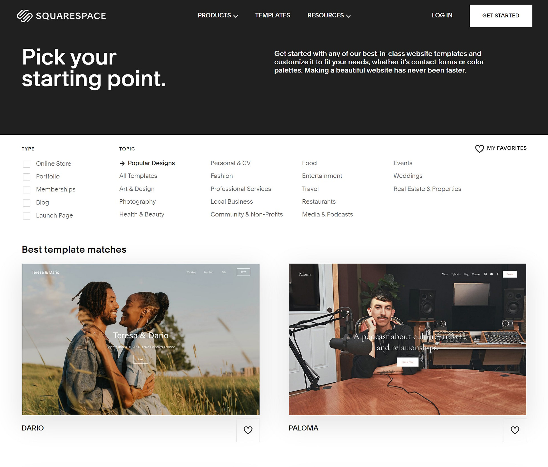 Building a website with Sqaurespace bs WordPress: Squarespace templates