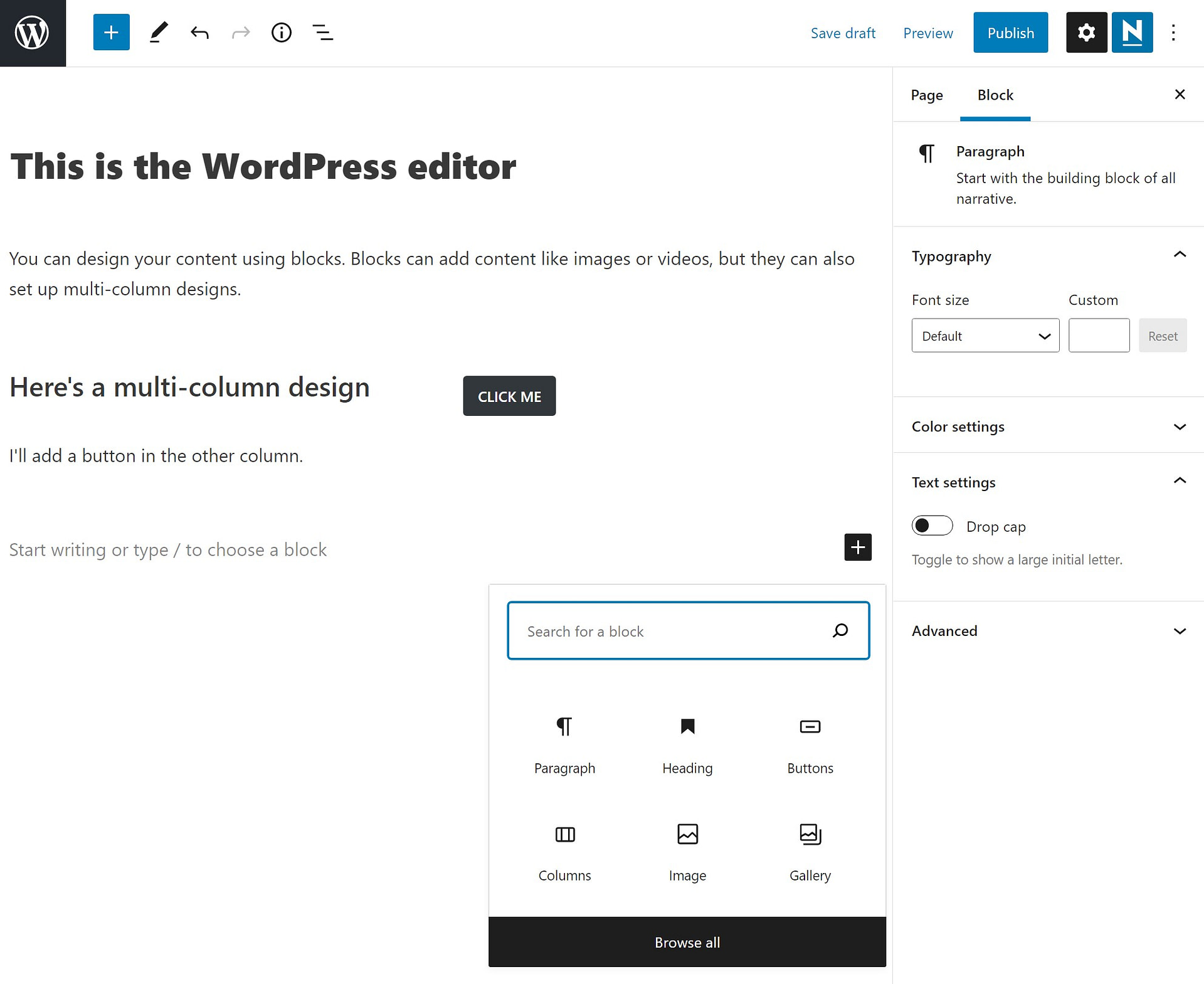 WordPress block editor
