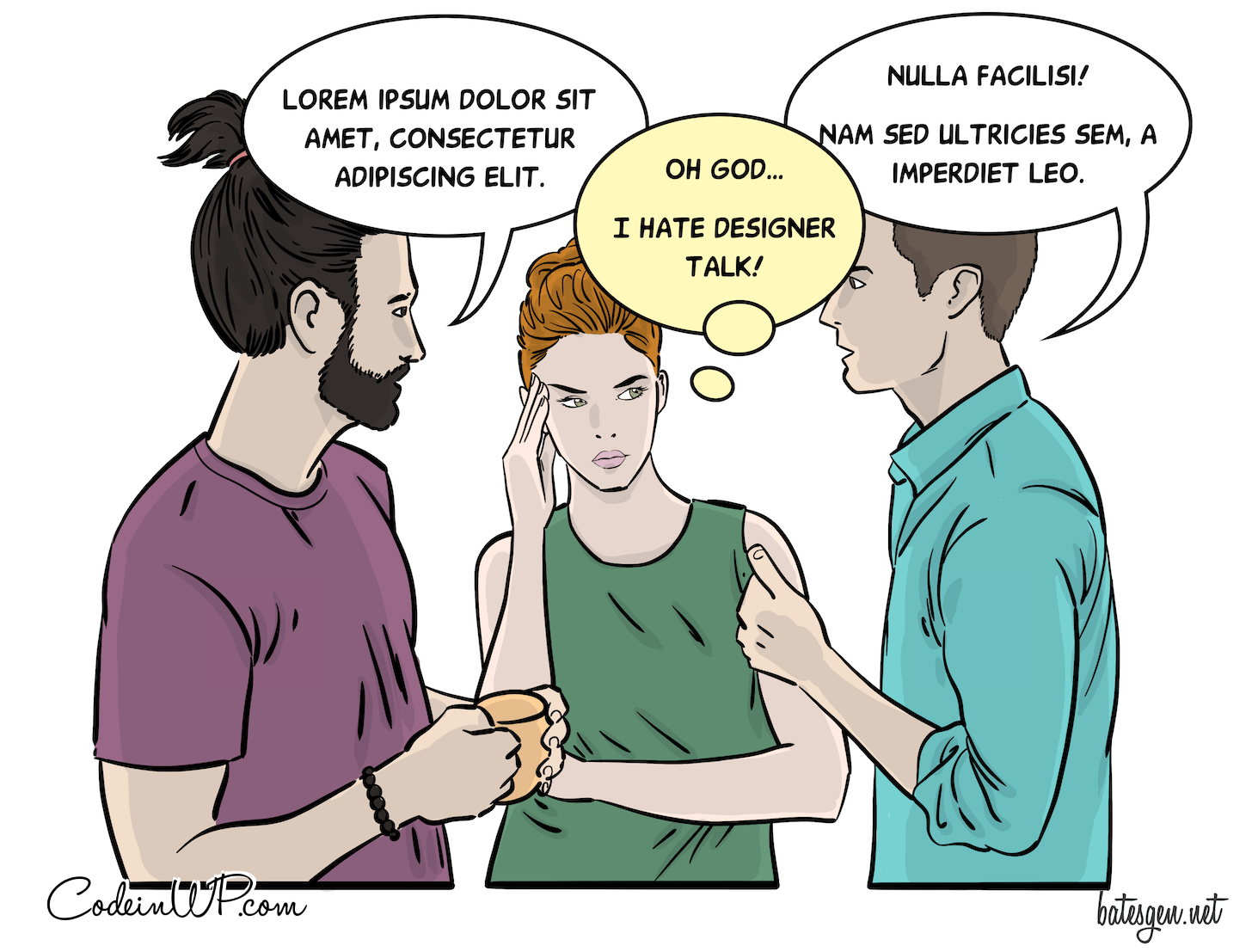 Comic with two designers using the language of their profession