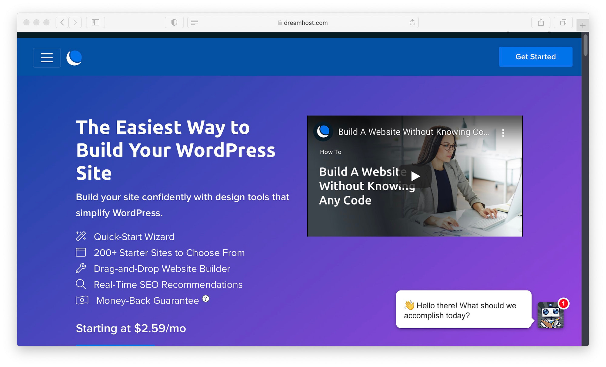 DreamHost's website builder