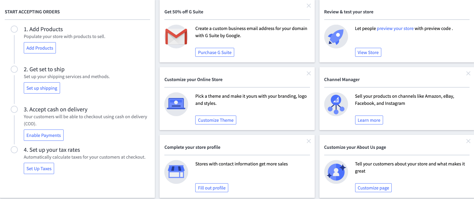 The eCommerce dashboard.