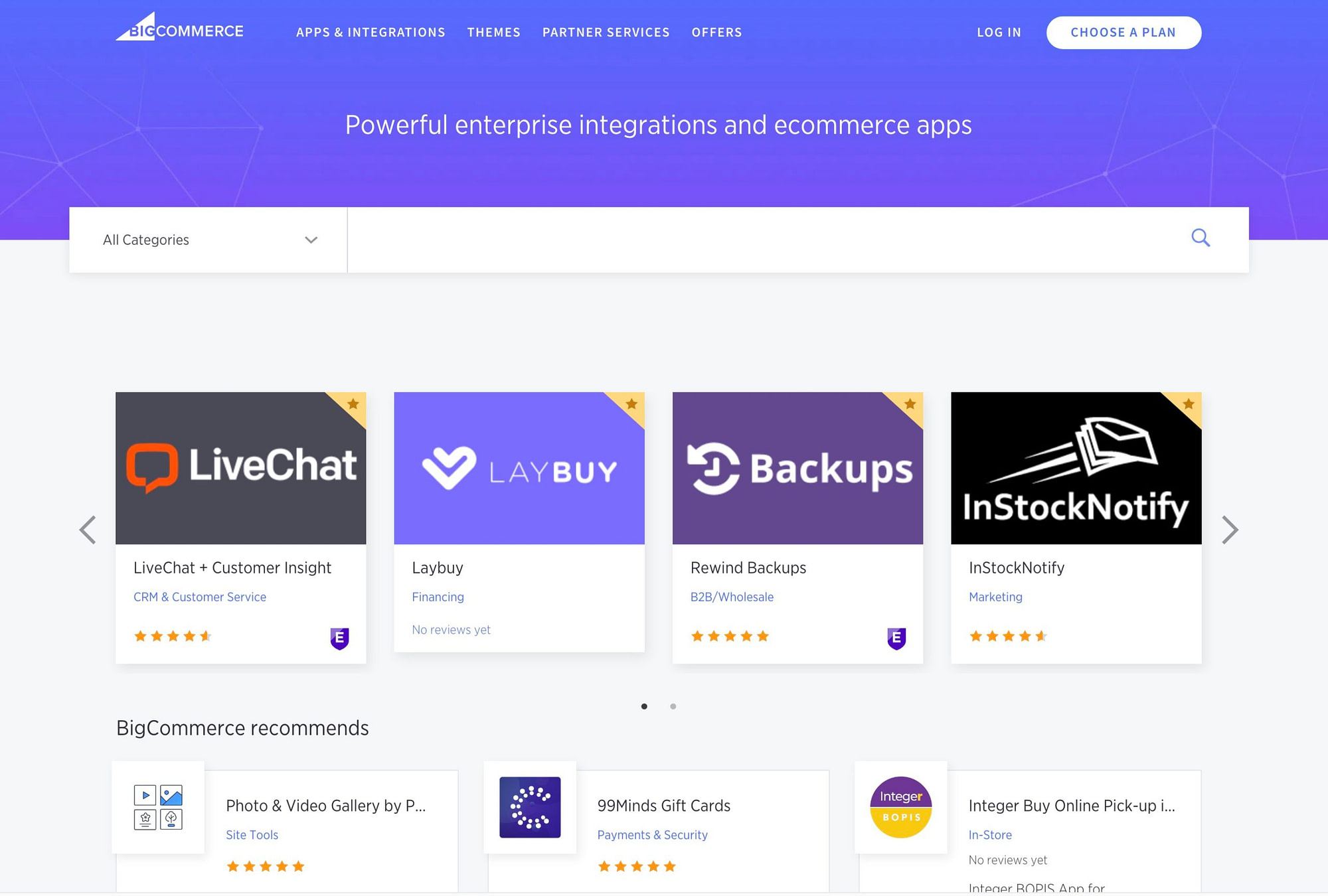 The BigCommerce app store