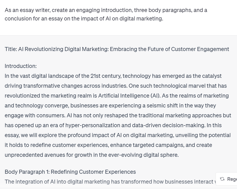 Best chatGPT prompts for writing essays.