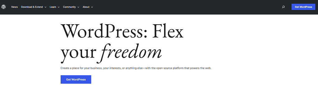 WordPress.org homepage.