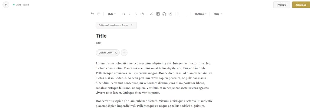 Substack post editor.
