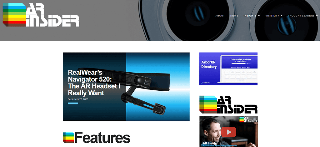 AR Insider homepage.