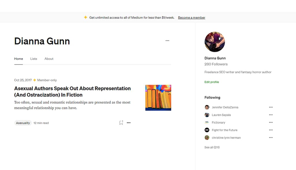 Medium profile example with one story visible.