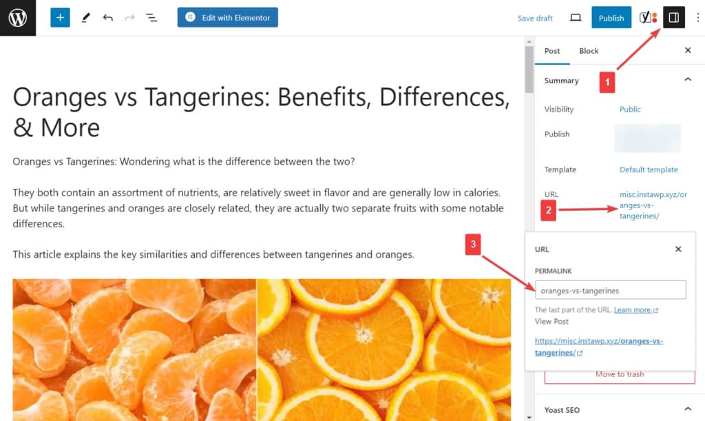 changing url in gutenberg