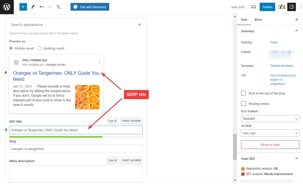 serp title yoast seo
