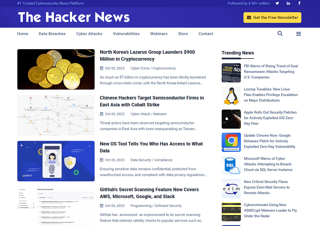 Hacker News homepage.