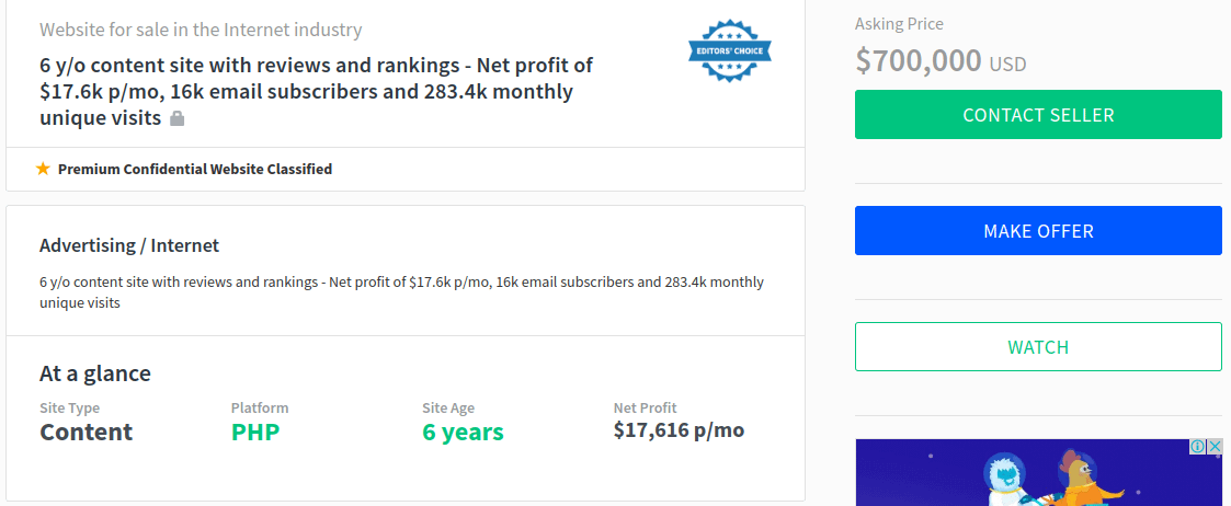 Flippa potential client example