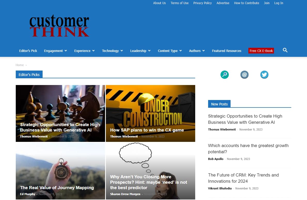 Customer Think has one of the best blogs for customer service professionals and those in the industry.