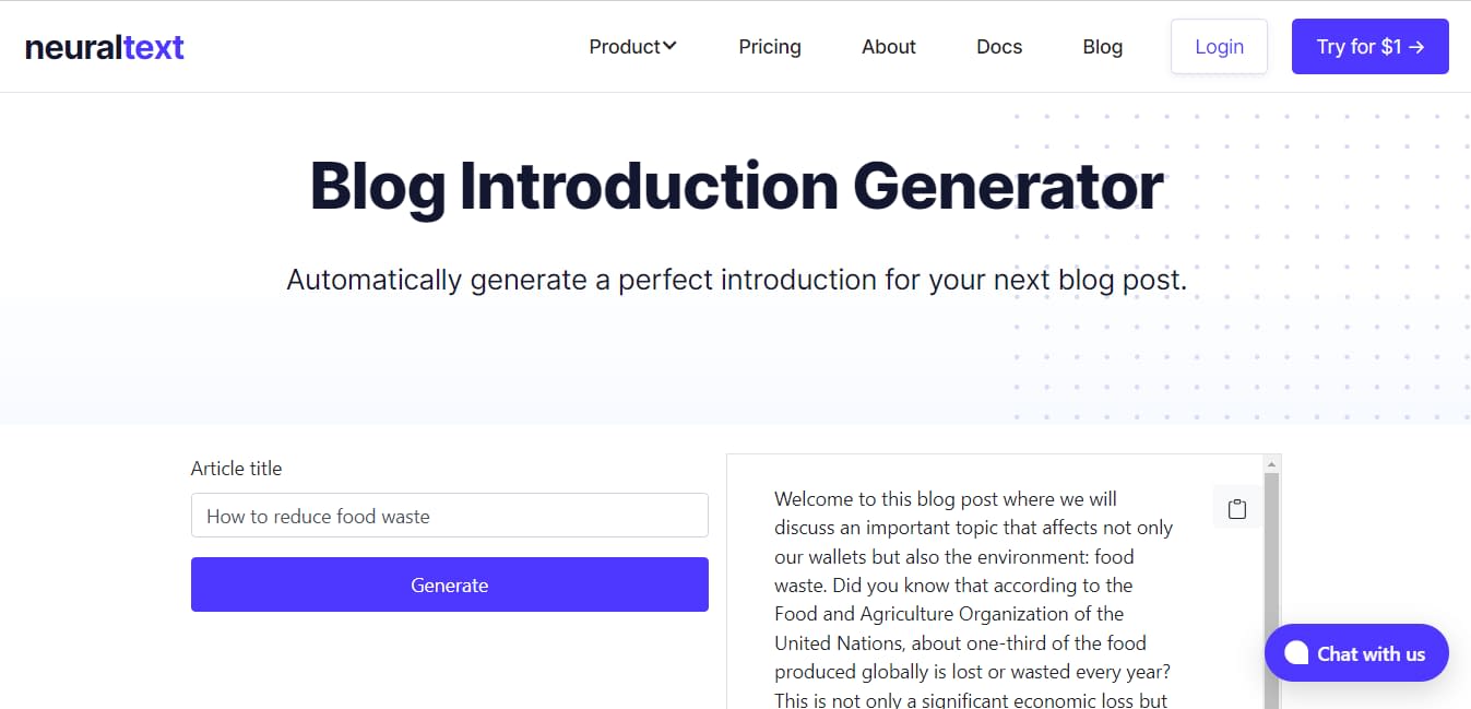 NeuralText AI content writing tools for keyword optimization, screenshot of Article title tool.