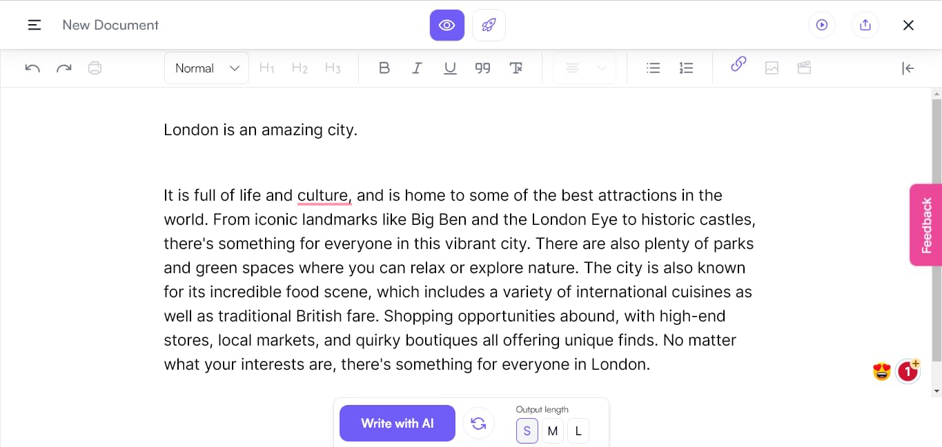 Jasper AI content writing tools document example.