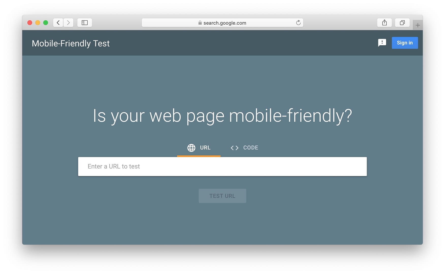 Mobile friendly test.