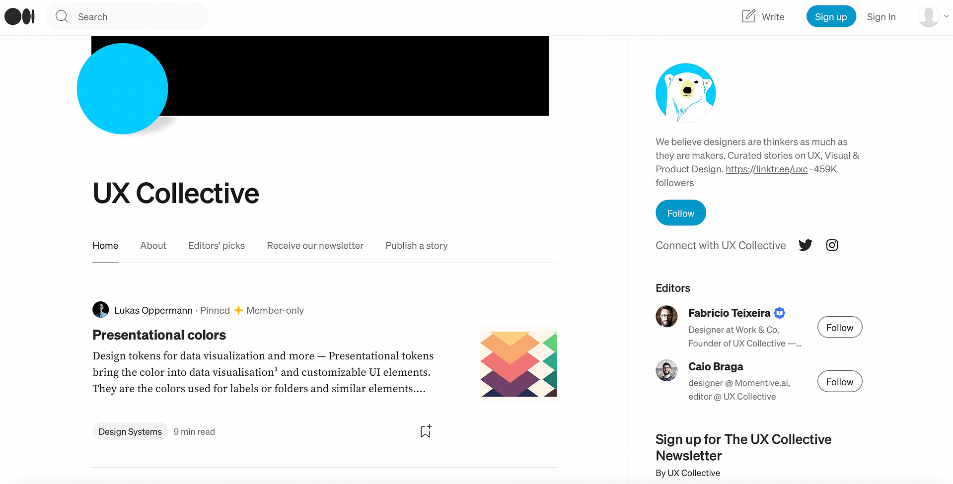 UX Collective is a great place to find UX inspiration.