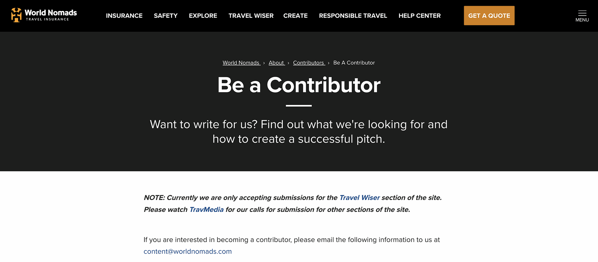 World Nomads contributor guidelines.