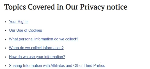 An example of how to legally protect your blog and make it easily navigable is the BloggingPro privacy policy table of contents.