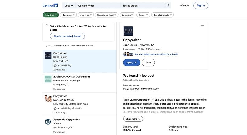 LinkedIn content writer jobs.