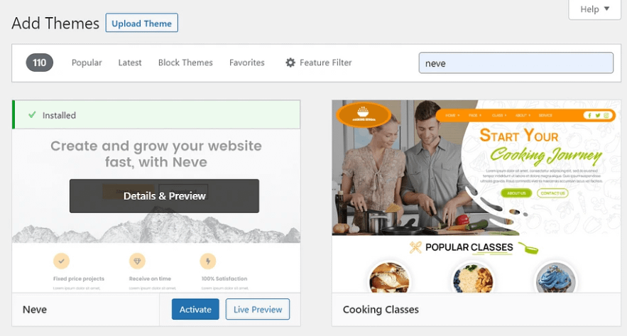 WordPress -adding theme