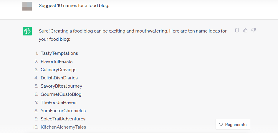 Finding unique blog names using ChatGPT.