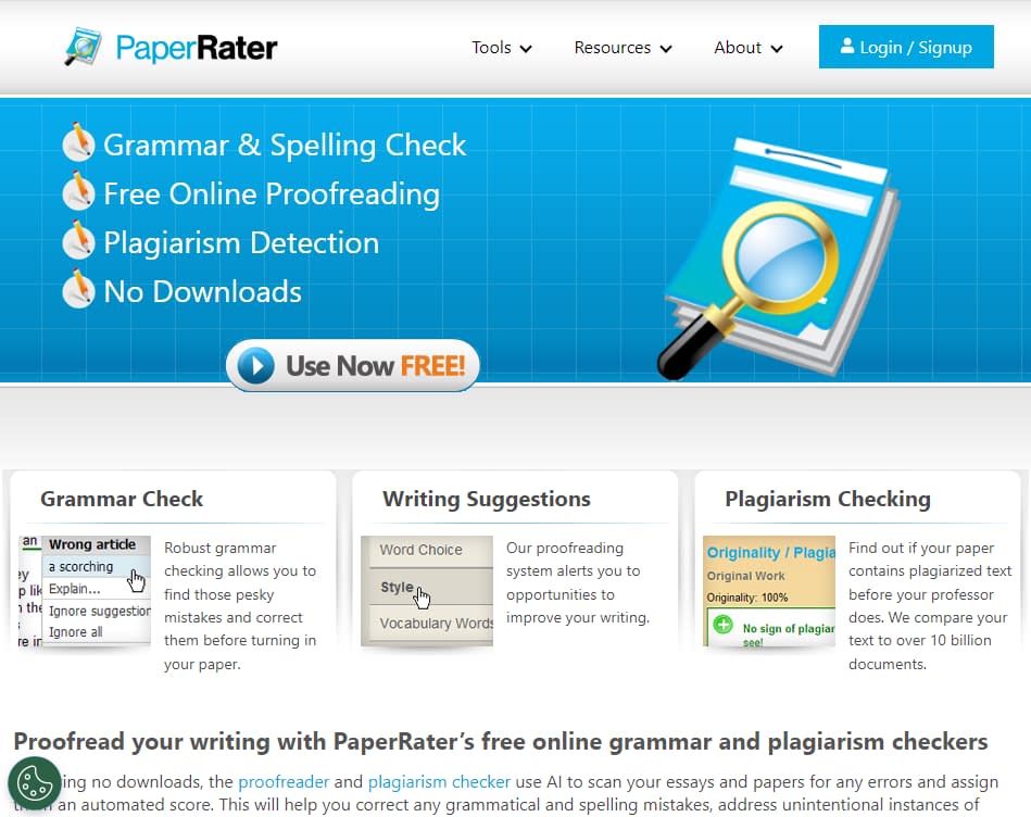 One of the top Grammarly Alternatives, PaperRater.