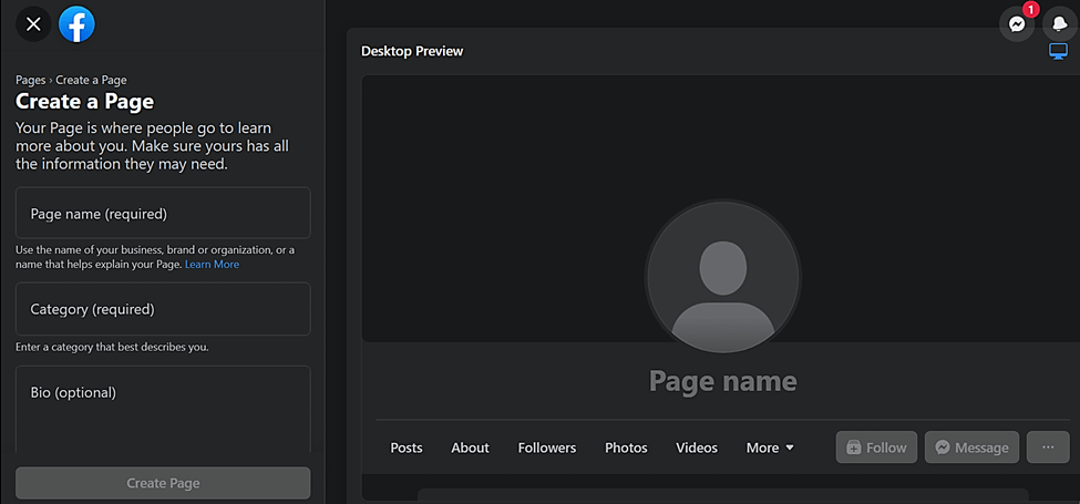 Facebook page for blogging.