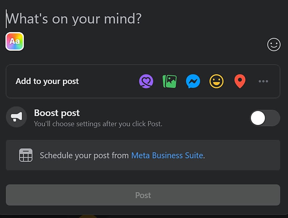 Posting a blog post on Facebook.