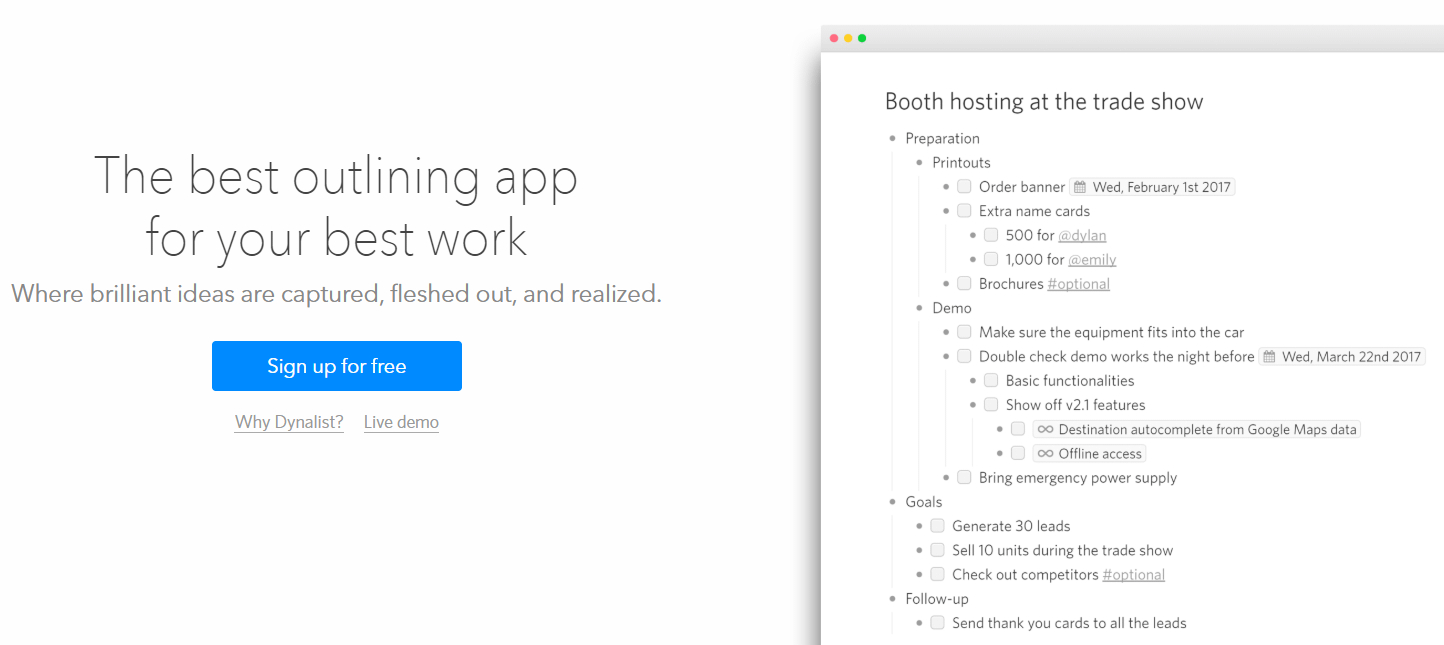 Dynalist is among the best blog writing apps that focuses specifically on creating outlines.