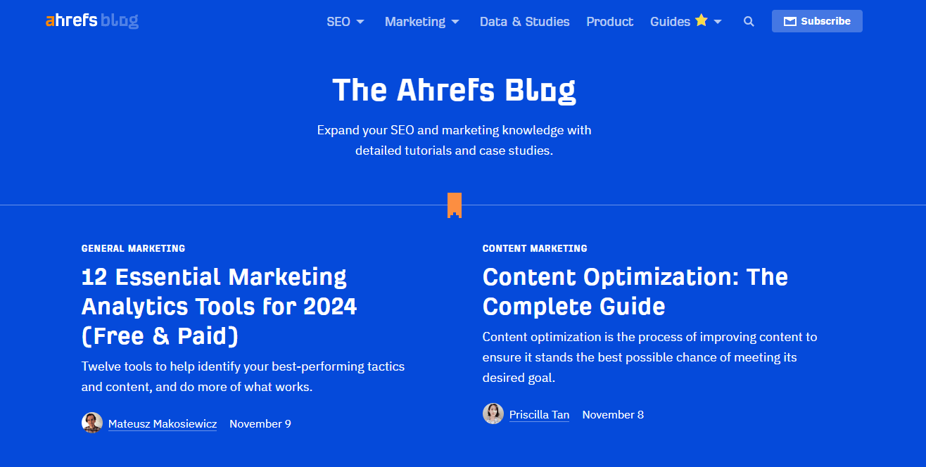Ahrefs is arguably the best blog for SEO on the web.