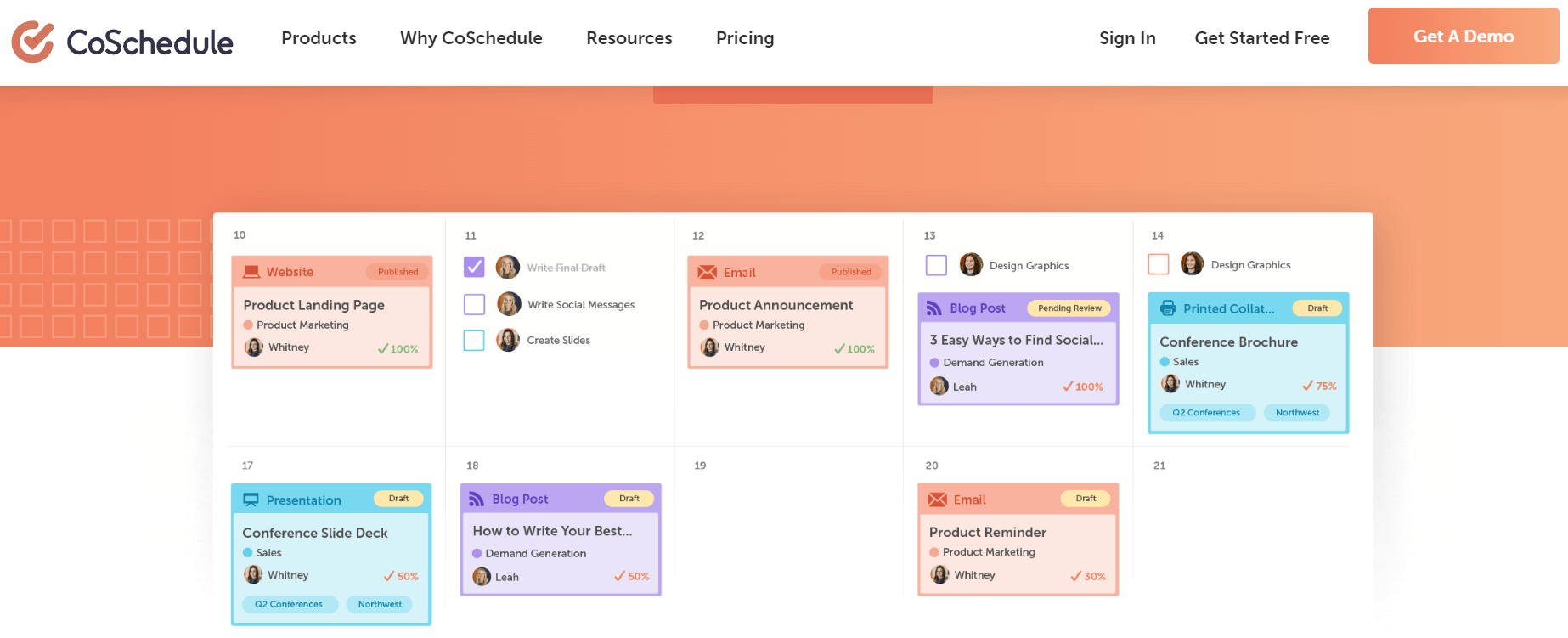 The CoSchedule content calendar can help your remote work business model.