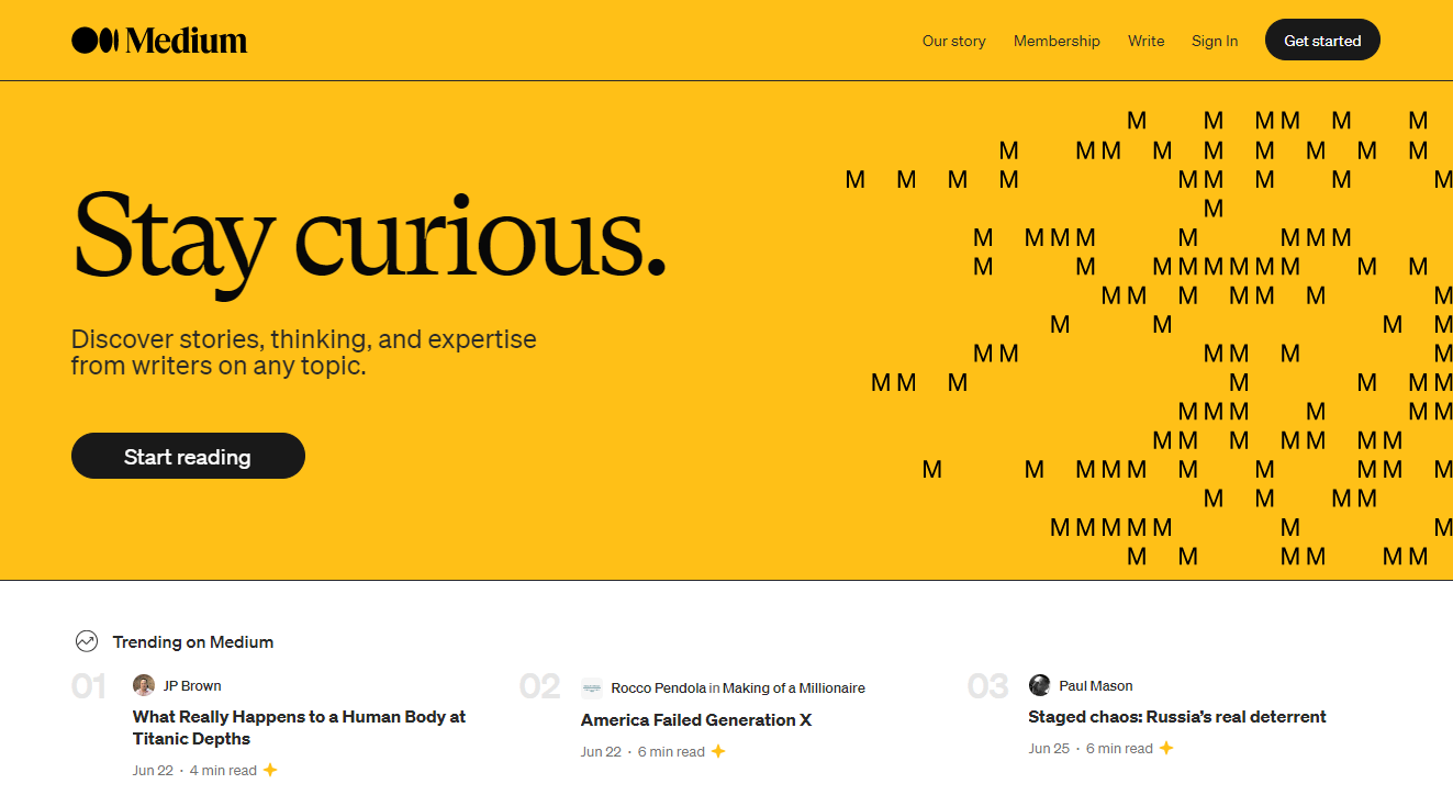 blogging communities: Medium.