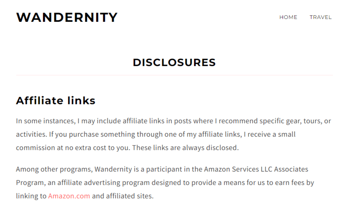 An example of an affiliate disclosure.