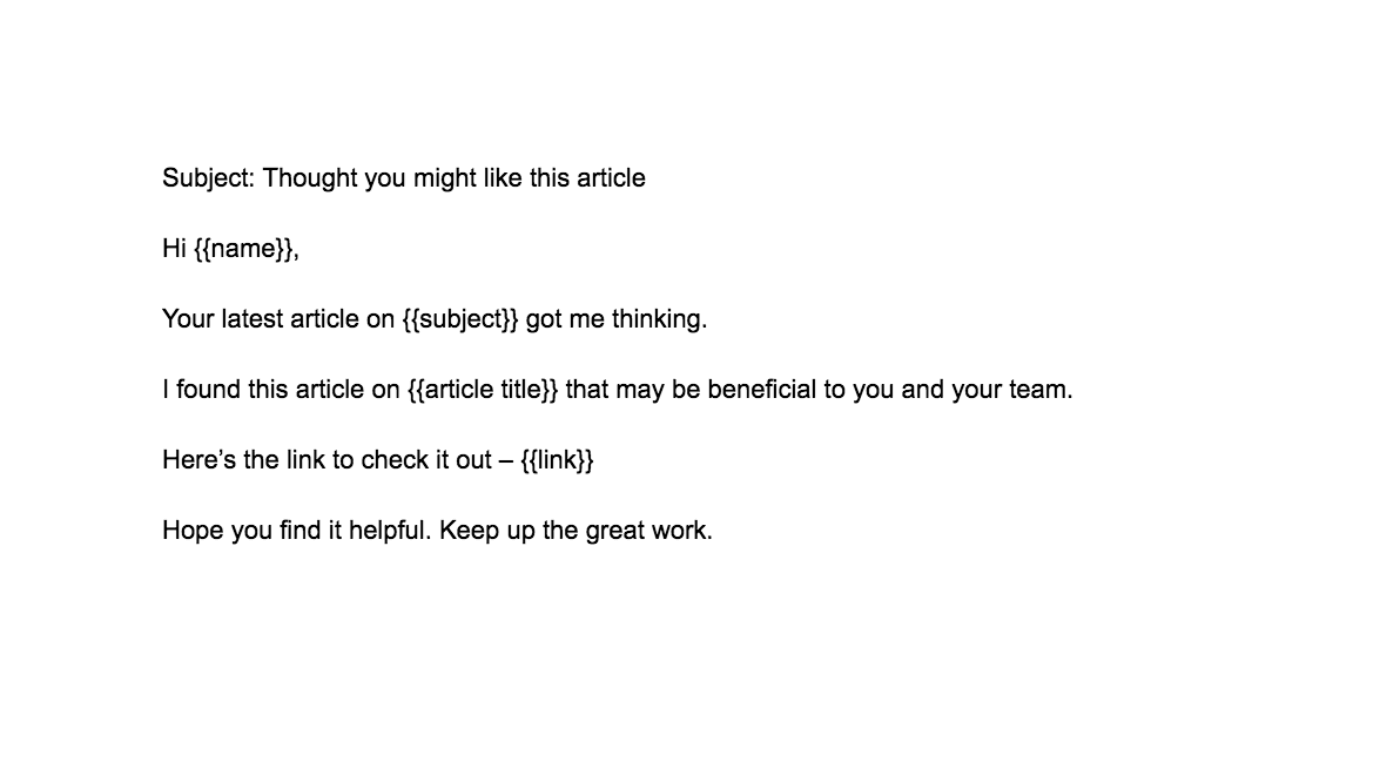 Blog email outreach template.