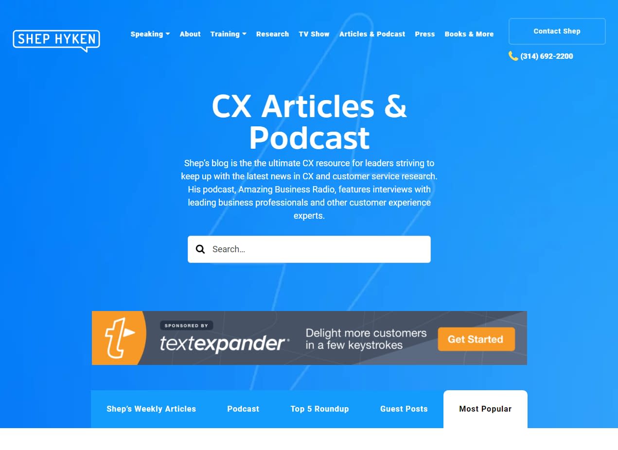 Shep Hyken has one of the best customer experience blogs for advice and tips.