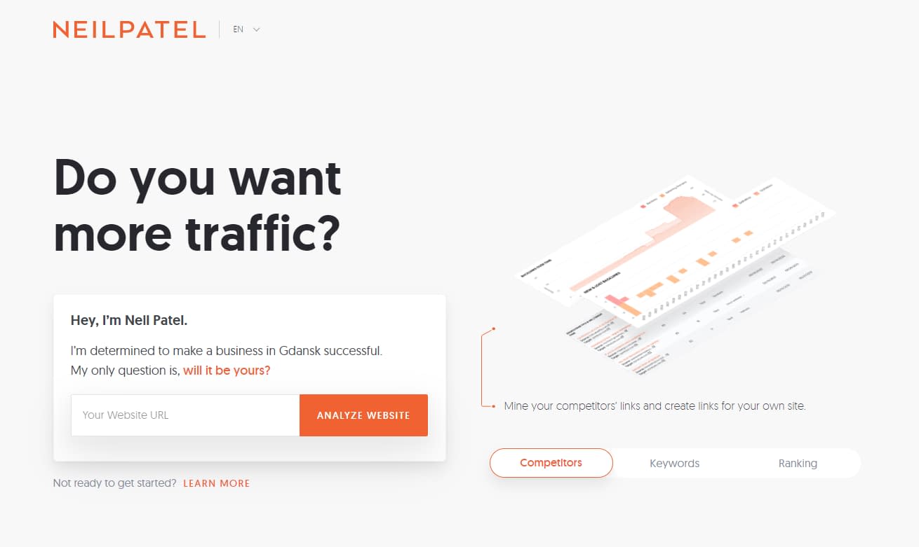 Neil Patel homepage.