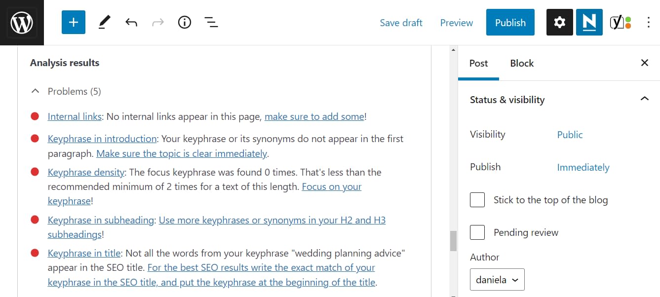 Using Yoast SEO to improve the chances of your blog post ranking higher in search engine results.