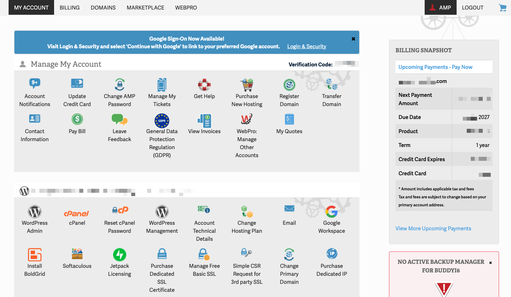 InMotion hosting panel