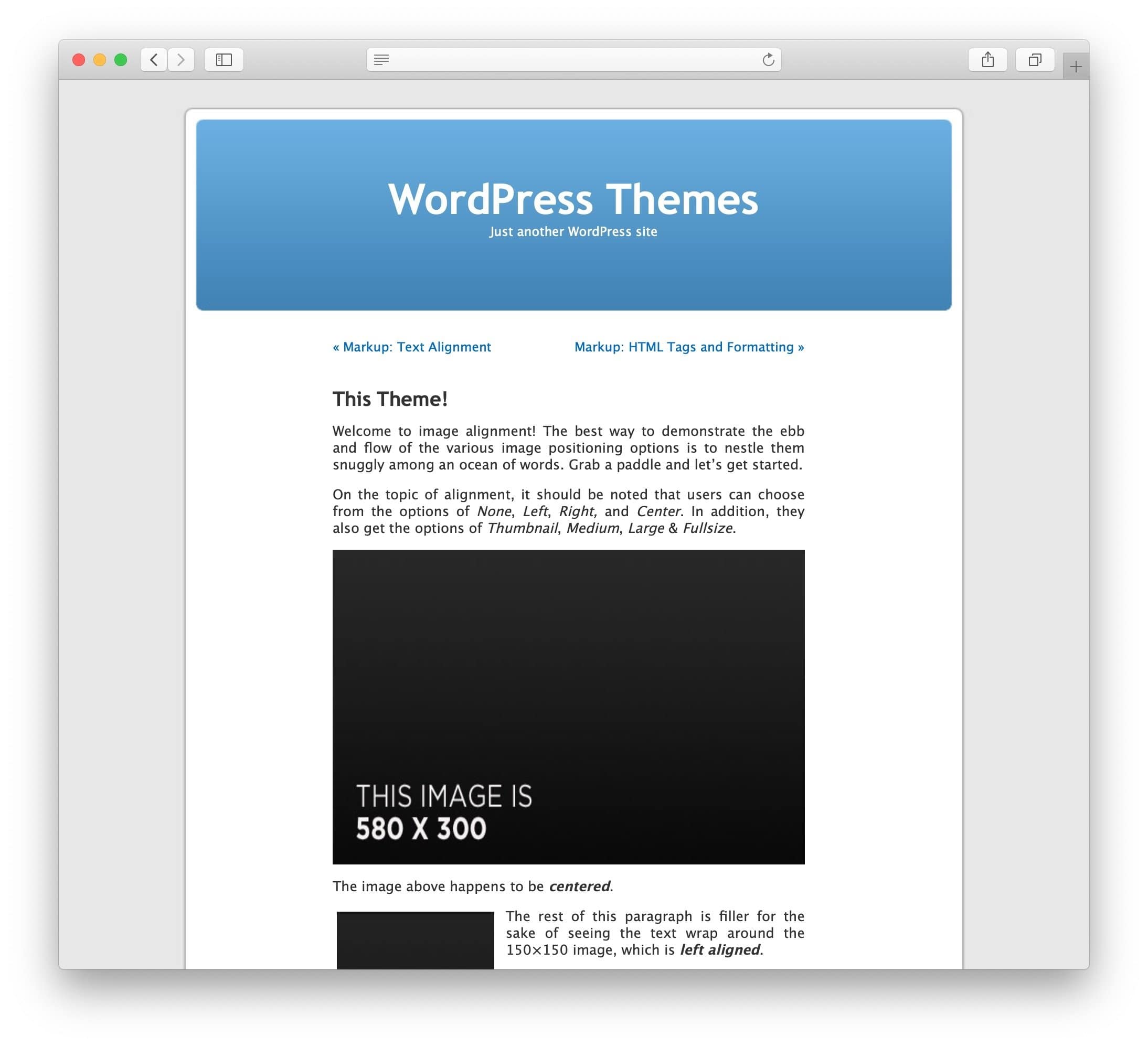 the default WordPress theme