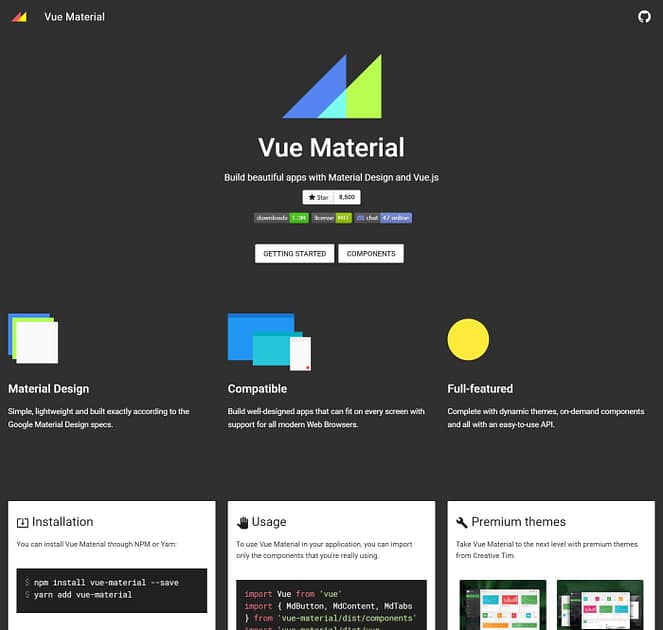 Material Design Templates for Vue, Angular, React (Material UI)