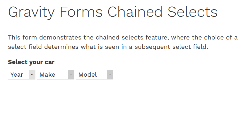 Gravity Forms Chained Selects