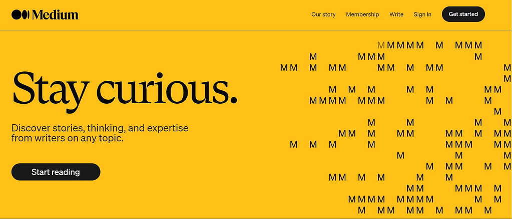 Medium homepage.