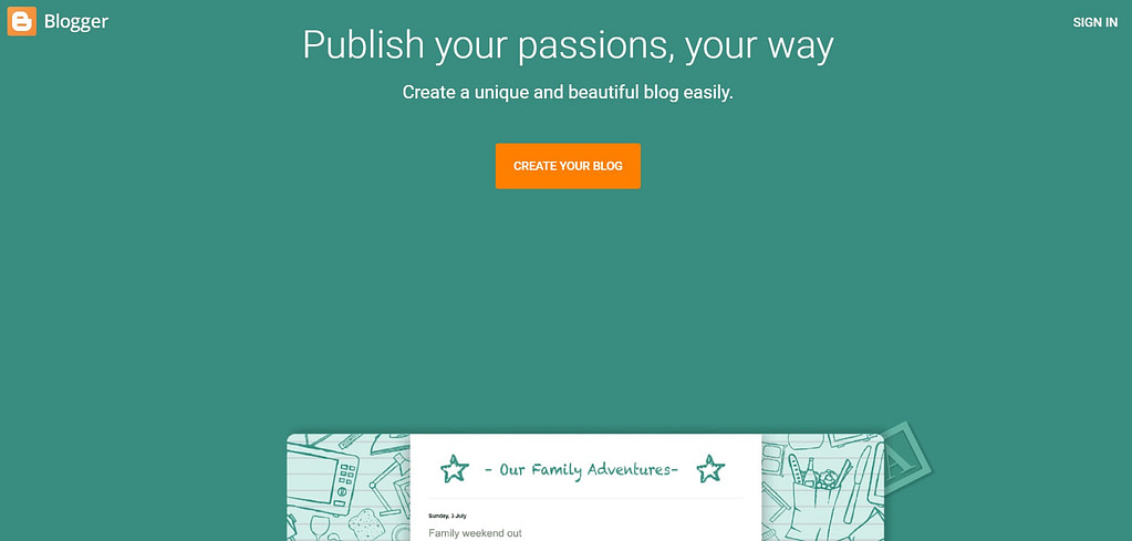 Blogger homepage
