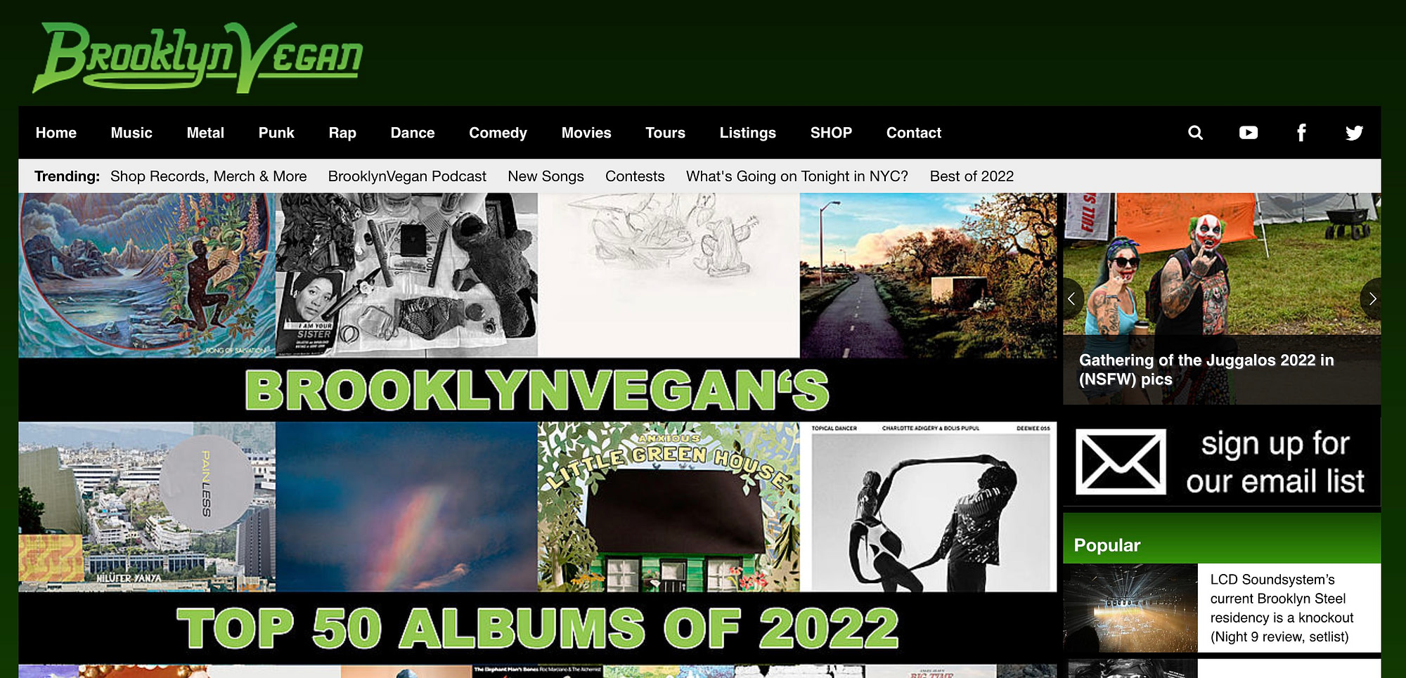 Brooklynvegan homepage