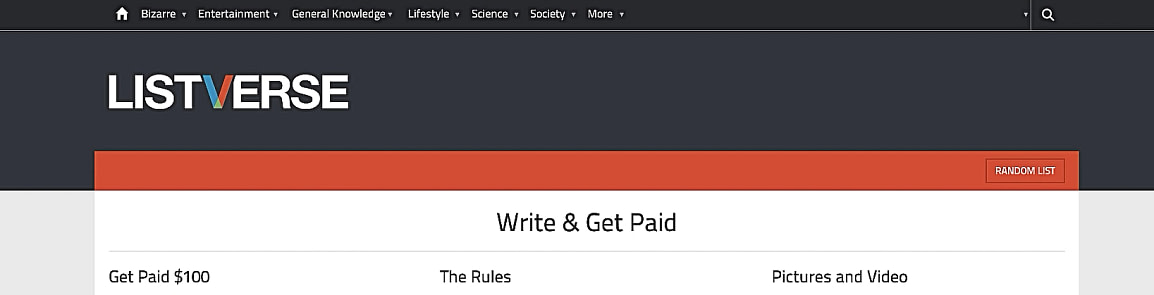 Get paid to write articles for ListVerse by going to their pitch page.