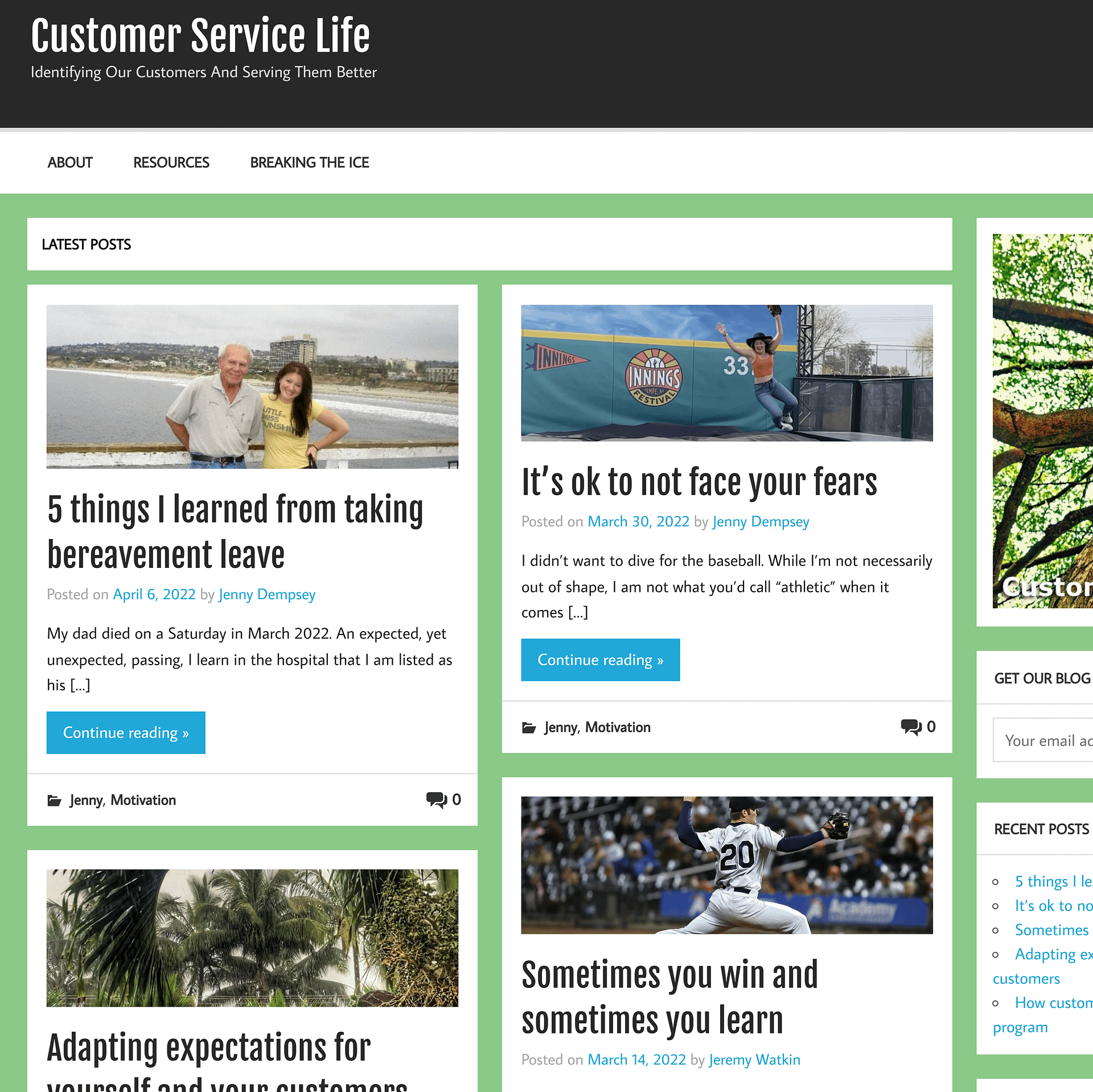 Customer Service Life homepage