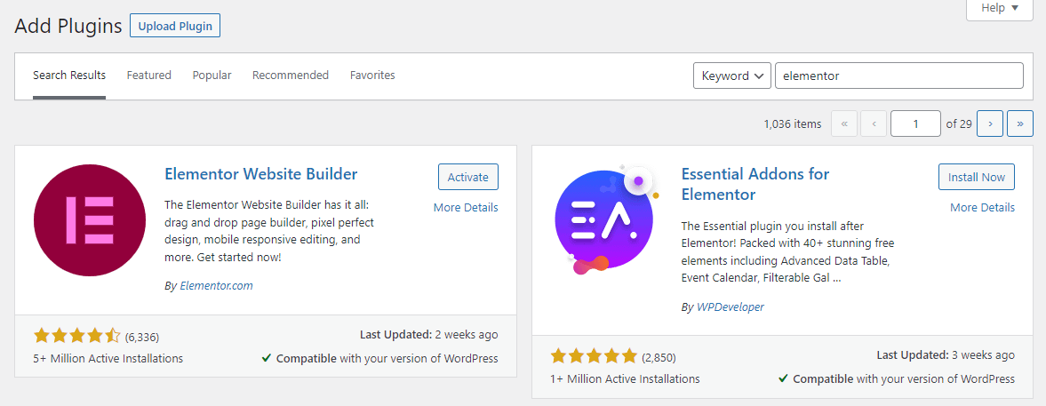 Installing Elementor in WordPress